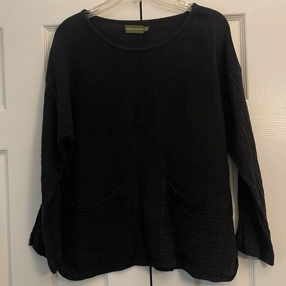 Honest Cotton Black Waffle Weave Tunic size medium - Picture 1 of 5